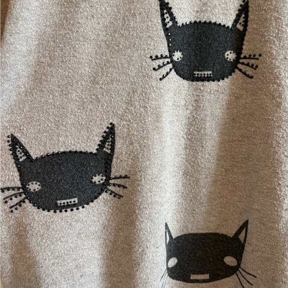 DD Style Cat Print Wool Blend Brown Sweater | Size Small/Medium - Picture 5 of 8